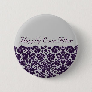 Badge Rond 5 Cm Damask Purple Mariage