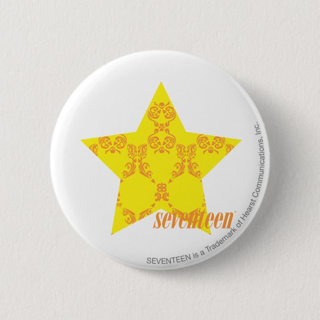 Badge Rond 5 Cm Damassé 3 jaune-orange (Devant)