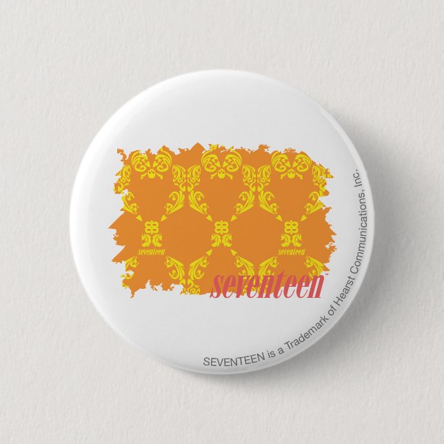 Badge Rond 5 Cm Damassé 4 jaune-orange (Devant)