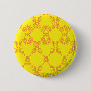 Badge Rond 5 Cm Damassé jaune-orange