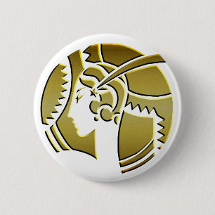 Badge Rond 5 Cm Dame Art déco en or