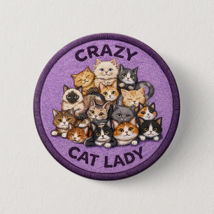 Badge Rond 5 Cm Dame aux chats