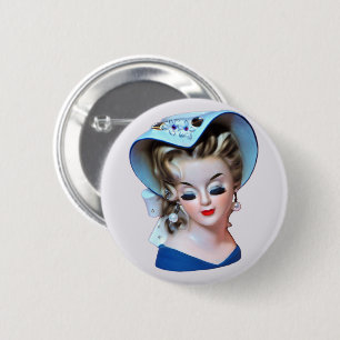 Badge Rond 5 Cm Dame Belle Head Vase Bonnet du Sud avec une attitu