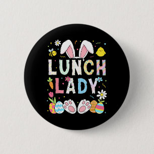 Badge Rond 5 Cm Dame de cantine drôle Lapin Cafétéria Joyeuse jour