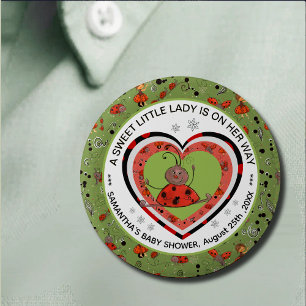 Badge Rond 5 Cm Dame de yoga drôle Ladybug Heart Baby Shower