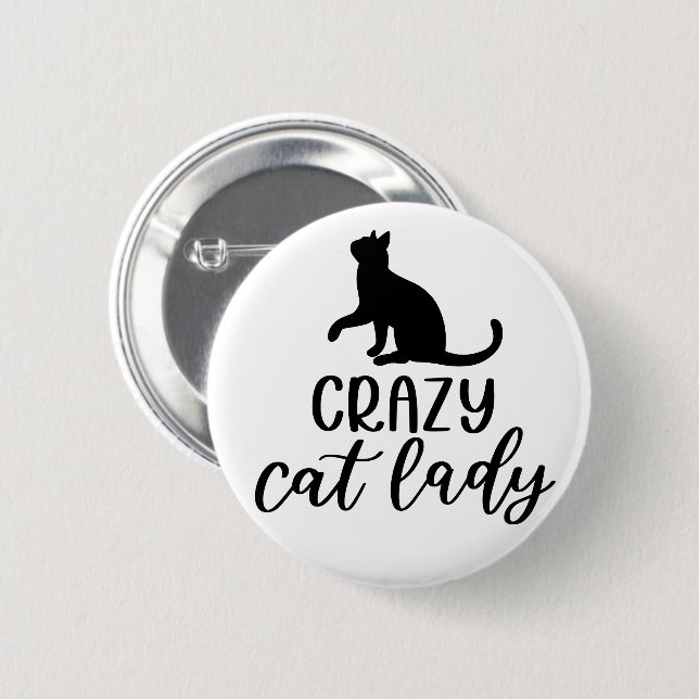 Badge Rond 5 Cm Dame du Crazy Cat (Devant & derrière)