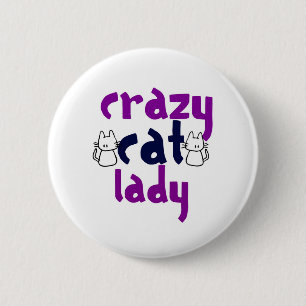 Badge Rond 5 Cm Dame du Crazy Cat