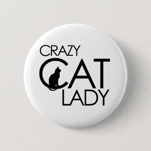 Badge Rond 5 Cm Dame du Crazy Cat