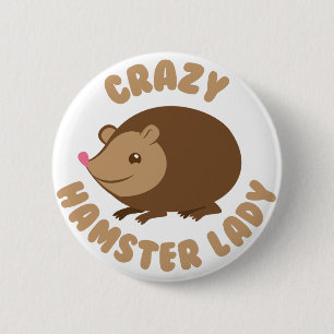 Badge Rond 5 Cm dame folle de hamster