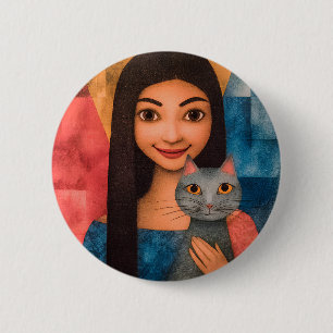 Badge Rond 5 Cm Dames & Chats – Collection de portraits vintage 1