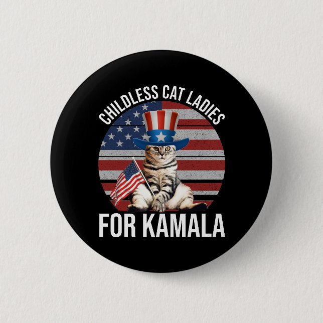 Badge Rond 5 Cm Dames De Chat Sans Enfant Pour Kamala (Devant)