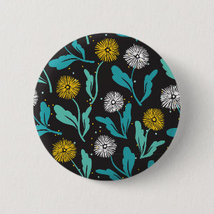 Badge Rond 5 Cm Dandelion de printemps Fleurs et design Feuille