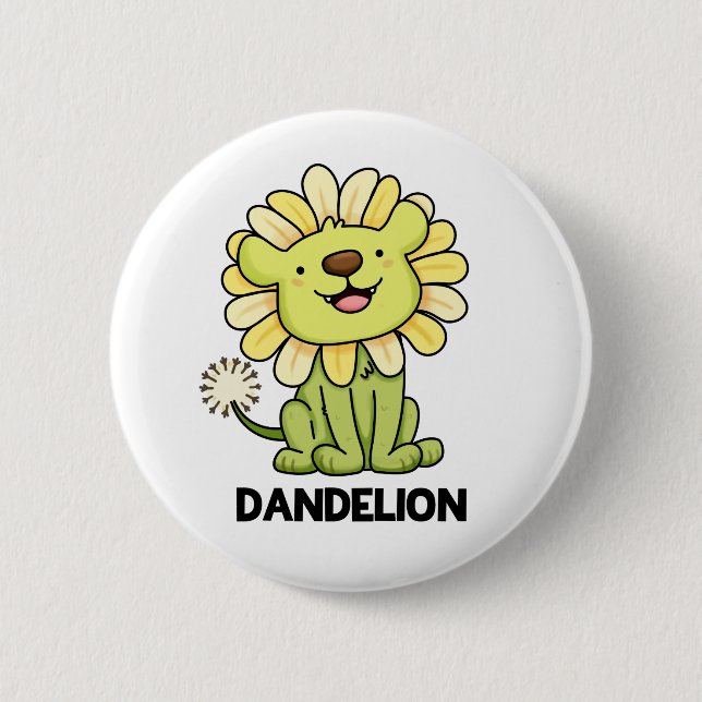 Badge Rond 5 Cm Dandelion Funky Lion Flower Pun (Devant)