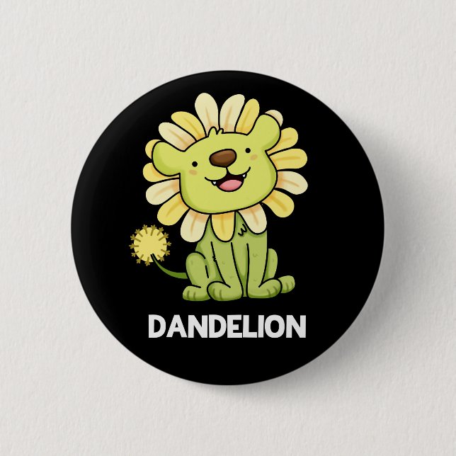 Badge Rond 5 Cm Dandelion Funny Lion Pun Dark BG (Devant)