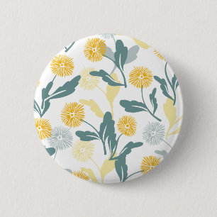 Badge Rond 5 Cm Dandelion motif floral blanc ver