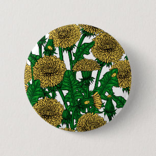 Badge Rond 5 Cm Dandelions sur blanc