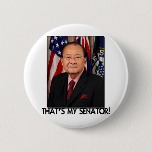 Badge Rond 5 Cm Daniel Inouye, celui est mon sénateur !