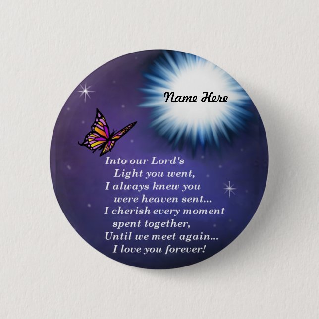 Badge Rond 5 Cm Dans Le Papillon Léger (Devant)