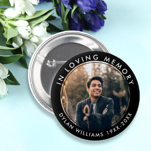 Badge Rond 5 Cm Dans Love Mémoire Funeral Photo Noir