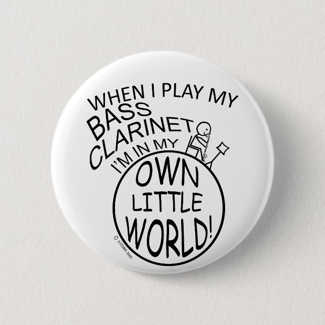 Badge Rond 5 Cm Dans Mon Petit Monde Basse Clarinet (Devant)