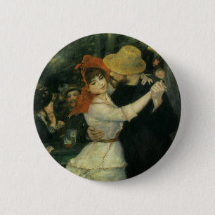 Badge Rond 5 Cm Danse à Bougival par Pierre Renoir, Art Vintage