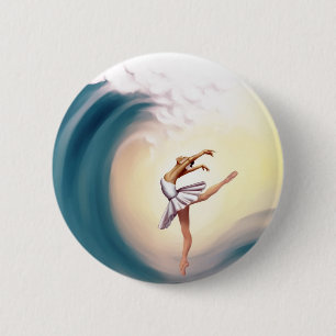 Badge Rond 5 Cm Danse avec des vagues