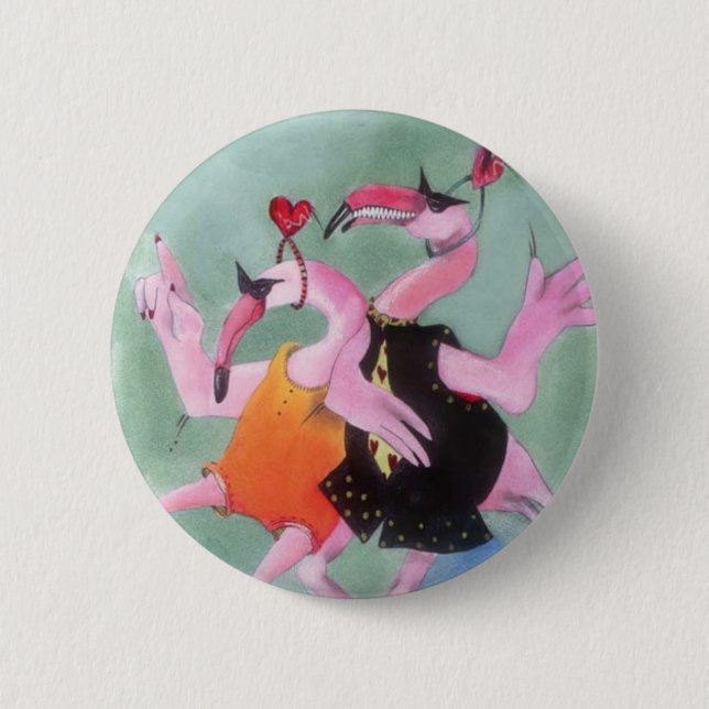 Badge Rond 5 Cm Danse de Flamant rose (Devant)