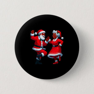 Badge Rond 5 Cm Danse de Noël Santa Afro-Américaine Mme