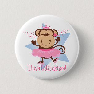 Badge Rond 5 Cm Danse de tutu d'amour de singe