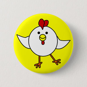 Badge Rond 5 Cm Danse mignonne de poulet - blanc et jaune