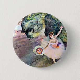 Badge Rond 5 Cm Danseur avec un bouquet de fleurs d'Edgar Degas