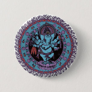 Badge Rond 5 Cm Danseur de Ganesh
