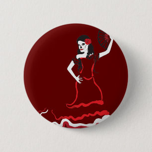 Badge Rond 5 Cm danseur du crâne à sucre espagnol