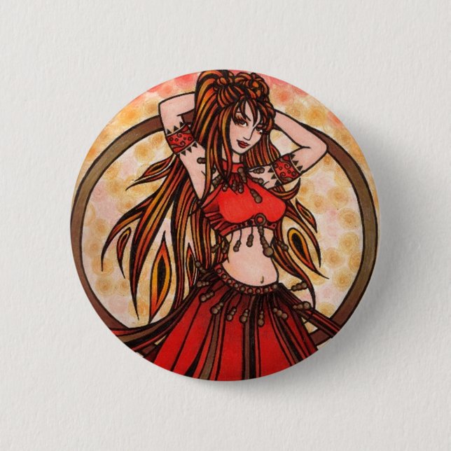 Badge Rond 5 Cm Danseur du ventre écarlate (Devant)