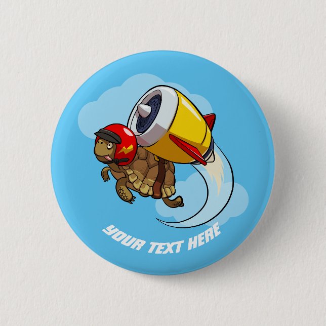 Badge Rond 5 Cm Daredevil Flying Tortoise avec un Jet Pack (Devant)