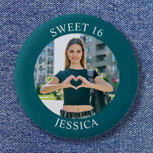 Badge Rond 5 Cm Dark Turquoise Sweet 16 Birthday Circle Photo