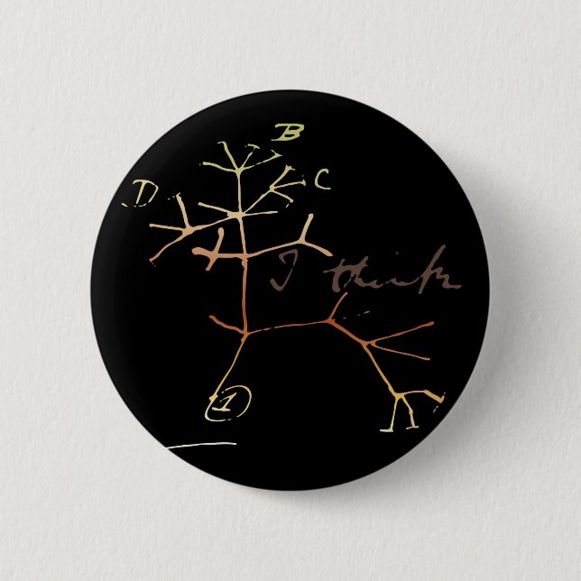 Badge Rond 5 Cm Darwin, je pense l'arbre à la vie (Devant)