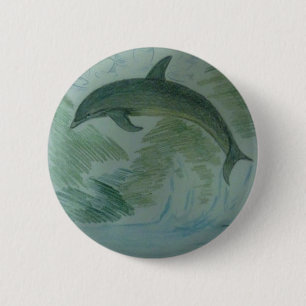 Badge Rond 5 Cm Dauphin à son endroit