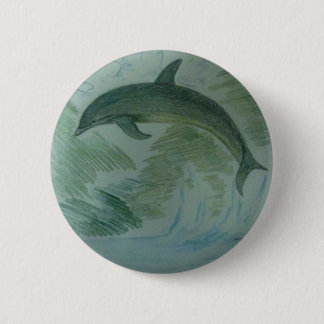 Badge Rond 5 Cm Dauphin à son endroit