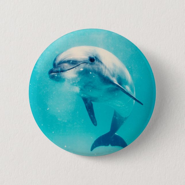 Badge Rond 5 Cm Dauphin de Bottlenosed sous-marin (Devant)