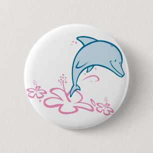 Badge Rond 5 Cm Dauphin de fleur