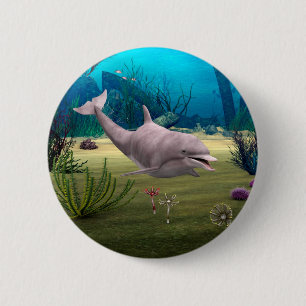 Badge Rond 5 Cm Dauphin souriant