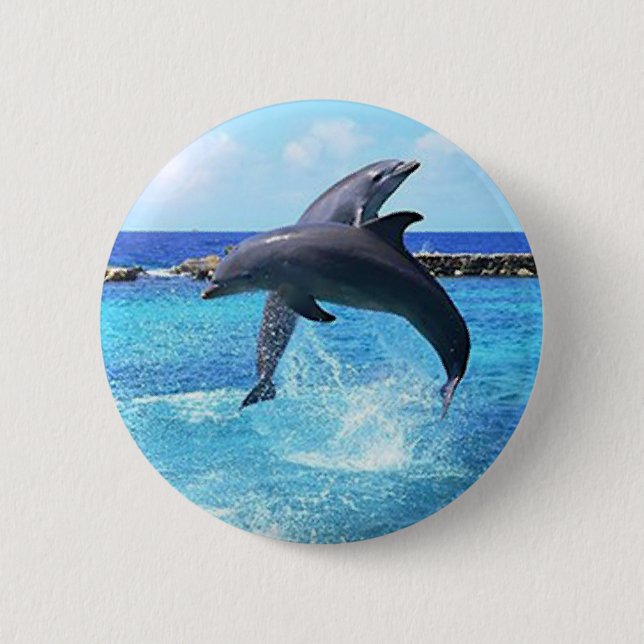 Badge Rond 5 Cm Dauphins (Devant)