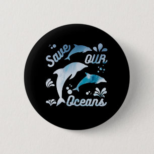 Badge Rond 5 Cm Dauphins / Sauvez nos océans