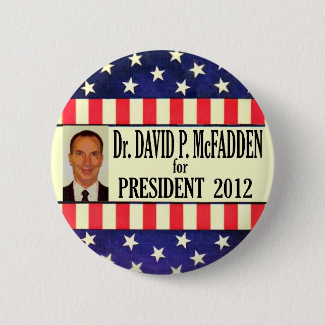 Badge Rond 5 Cm David McFadden pour le président 2012 (Devant)