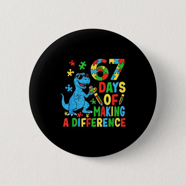 Badge Rond 5 Cm Days Of Making A Difference Dinosaur Autism Teache (Devant)