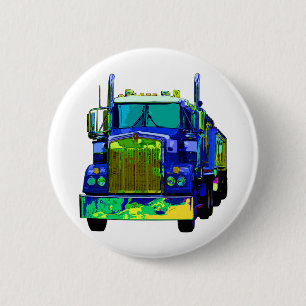 Badge Rond 5 Cm De bleu camion coloré semi