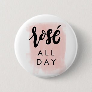 Badge Rond 5 Cm De rosé bouton toute la journée