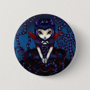 Badge Rond 5 Cm De "violette bouton parfois"