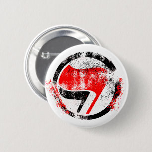 Badge Rond 5 Cm Déchiré drapeau d'action anti-fasciste